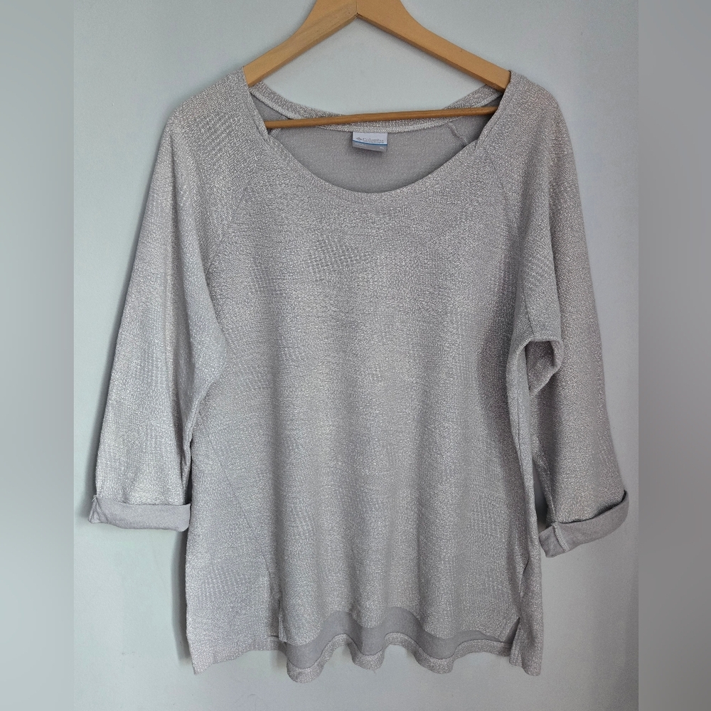 COLUMBIA Light Gray Cotton Blend Knit Top